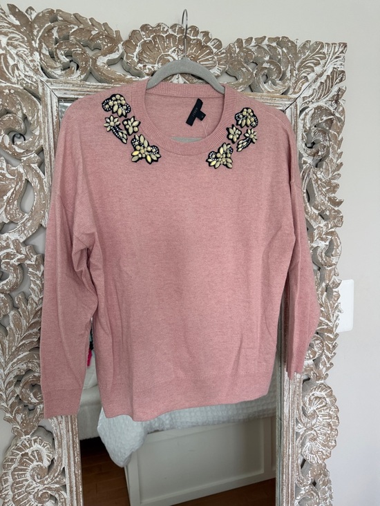 J. Crew Sweaters - J. CrewEmbellished Pink Crewneck Sweater